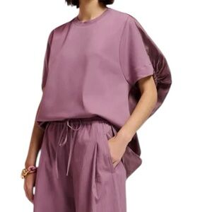 Essentials Antwerp | Mauve Short Sleeve Satin Back Oversized Top Size 2 US M